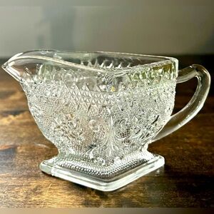 Vintage Indiana Glass CREAMER only Diamond Floral Sandwich Pressed Glass